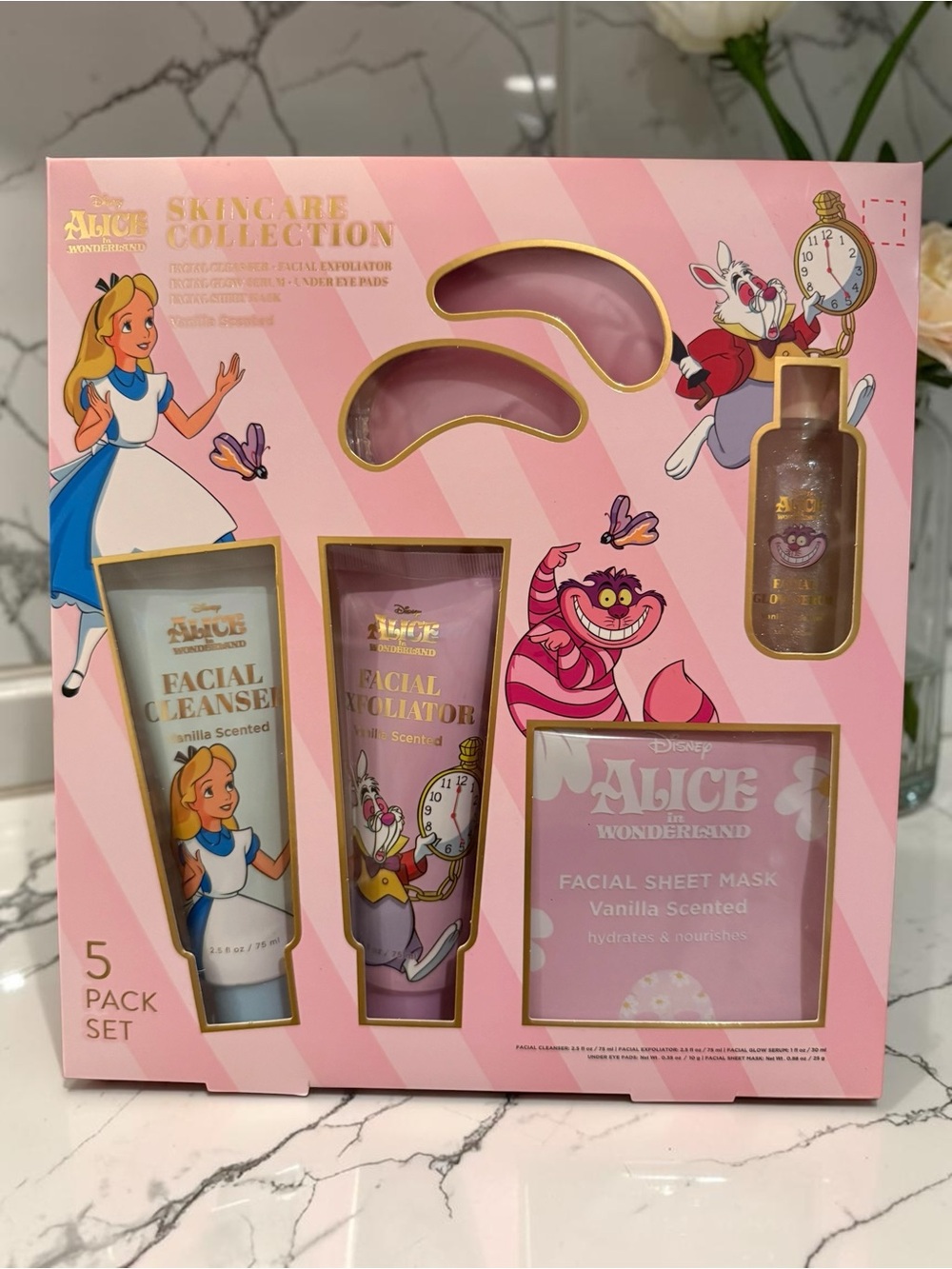 Disney Alice in Wonderland Skincare Collection 5 Pc Vanilla Scented Gift Set NWT